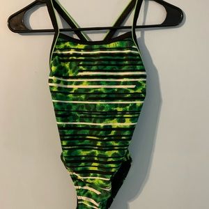 Girls Swim Suit Size 12/28 By Speedo Color Green